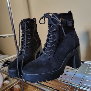 Platform chunky Boots swede BLACK extremely comfortable